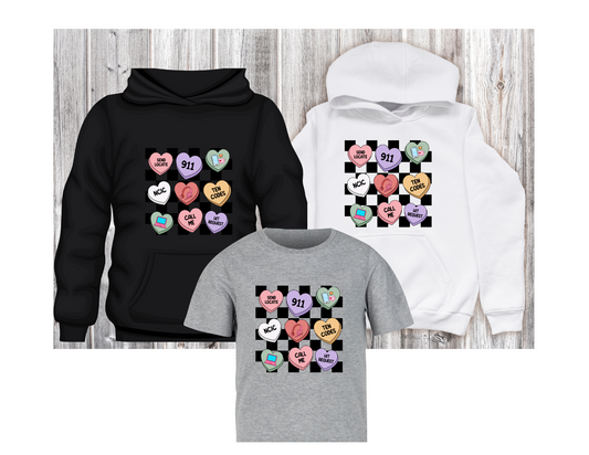 Candy hearts (black checkered)