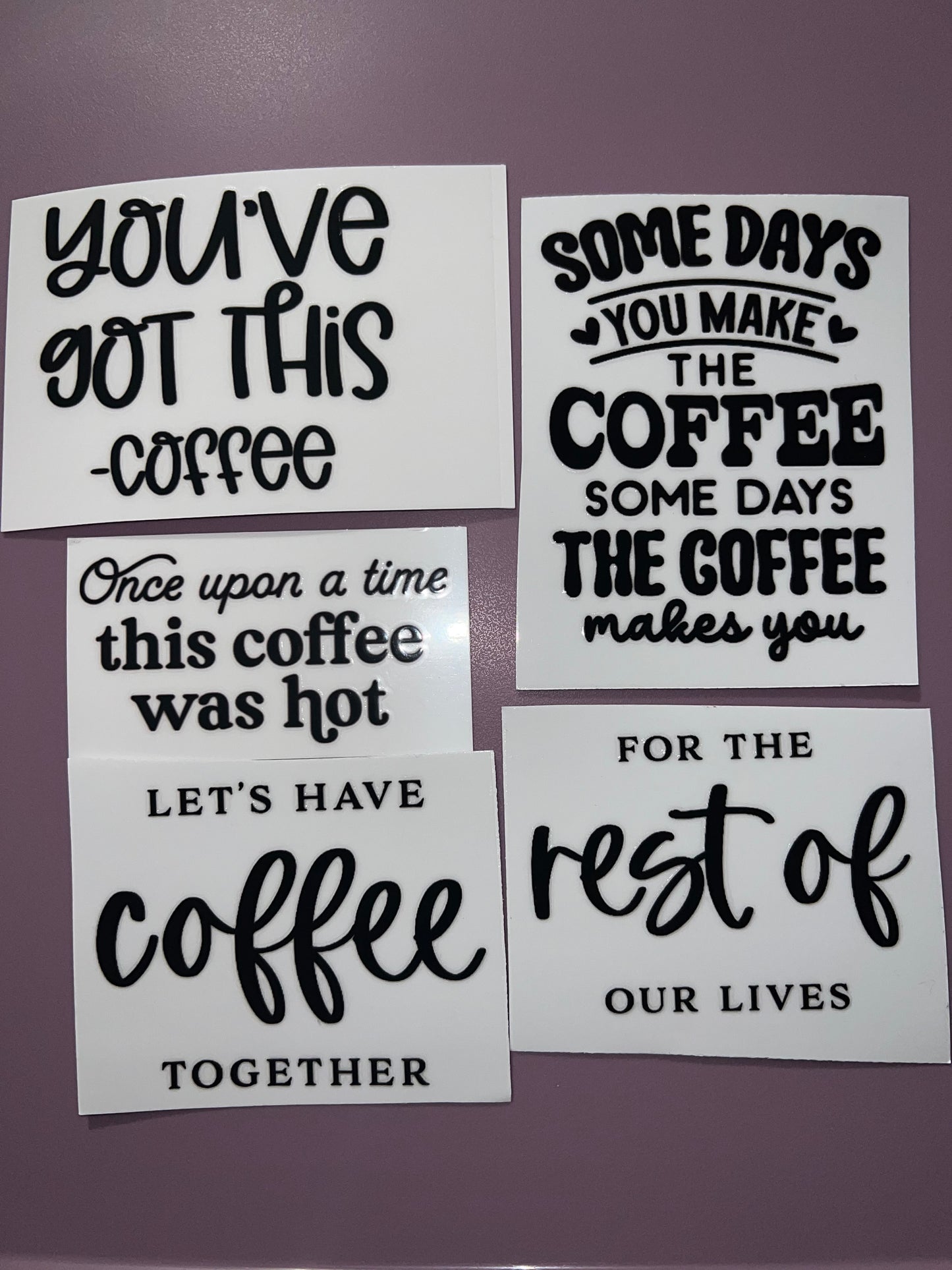 Coffee themed **Uv dtf stickers